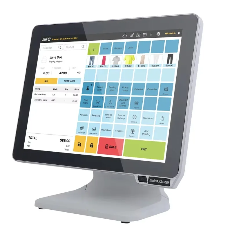 2026 Hot Restaurant Supermarket White Dual-screen POS 15inch Capacitive Touch POS Machine Kassa Pos System