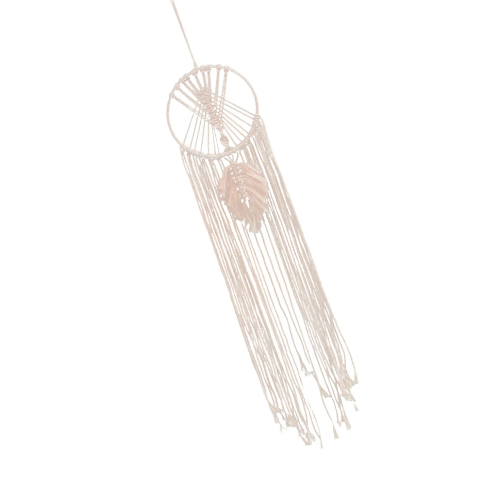 

H woven Art Beige Dream Catcher Leaf Design Woven Tassels Home Decor Hanging Wall Art Tassels Tapestry Tapestry Iron Ring
