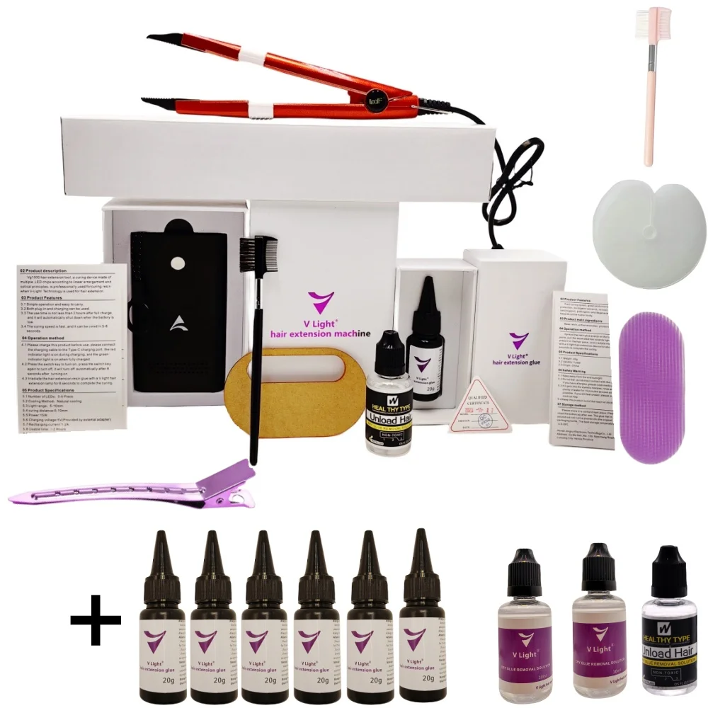 

V-Light Technology Hair Extension Machine Hair Extension Tools Kit Set with 6pcs V light Hair extension glue