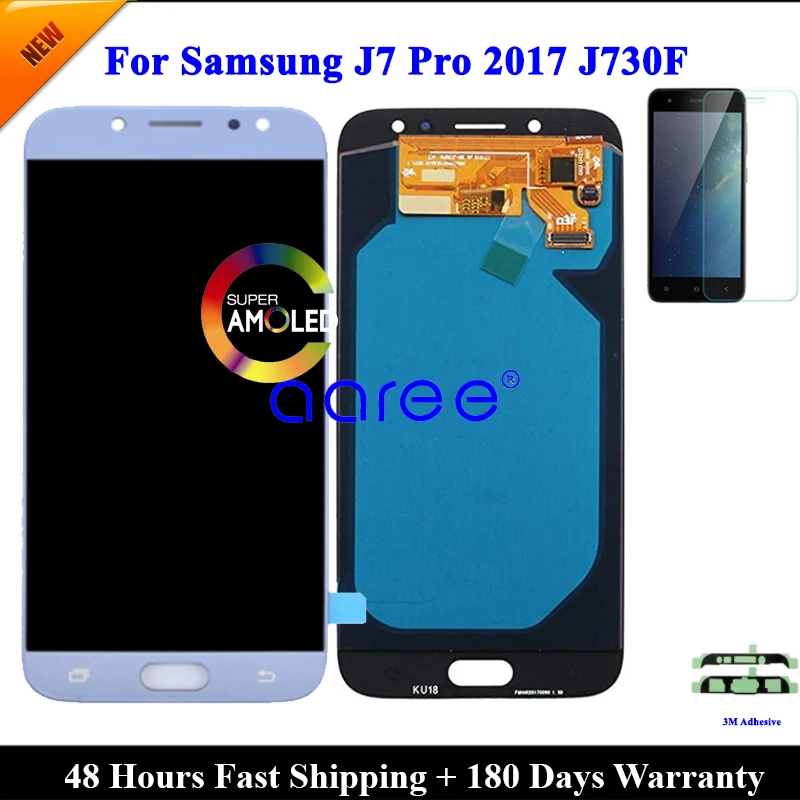 AMOLED OLED For Samsung J7 Pro 2017 J730 LCD Display For Samsung J7 2017 J730F LCD Screen Touch Digitizer Assembly + Adhesive