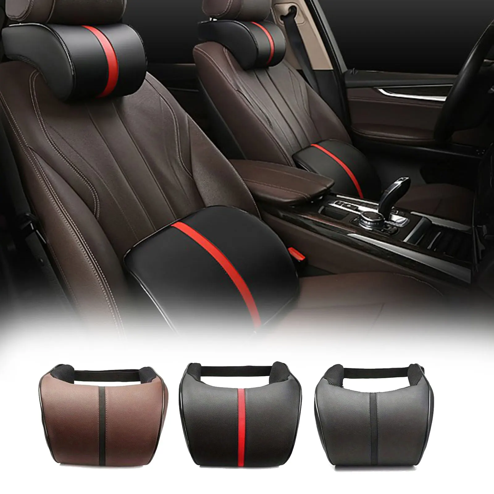 

1PCS PU Leather Auto Car Neck Pillow Memory Foam Pillows Neck Rest Seat Headrest Cushion Pad 3 Colors High Quality