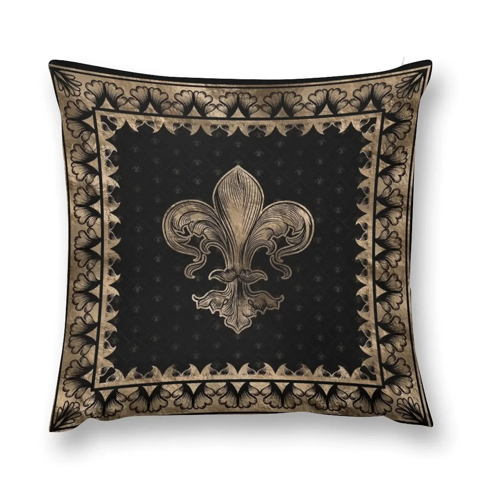 Fleur-de-lis - Black and Gold Throw Pillow ornamental pillows Christmas Covers For Cushions pillow