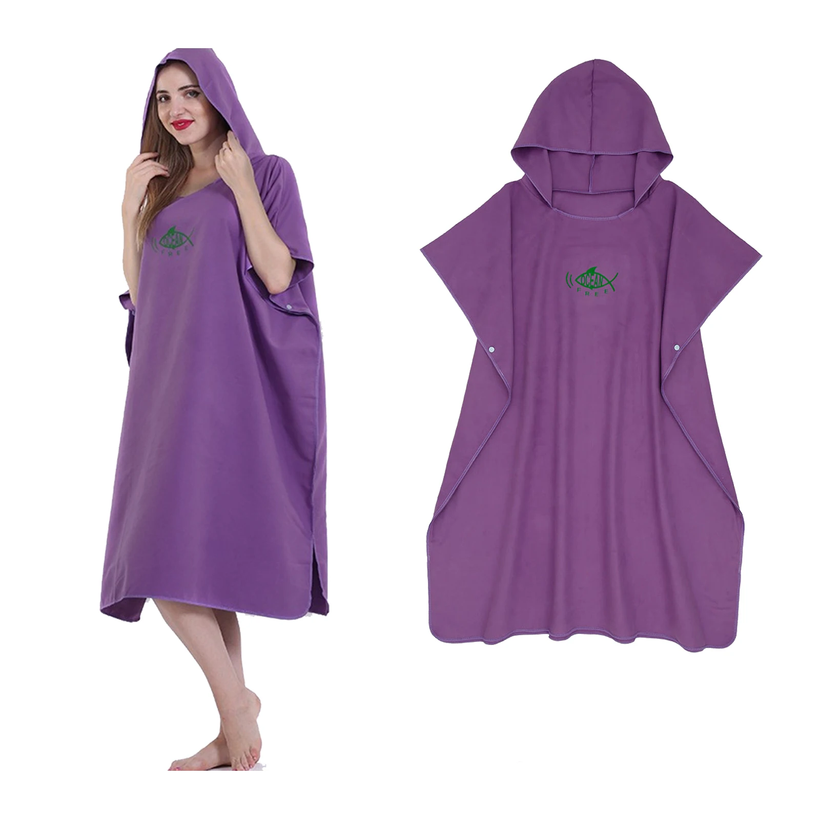 Changing Robe Towel Poncho with Hood for Surfing Swimming Wetsuit Changing,Compact and Light Weight, Fit All Size