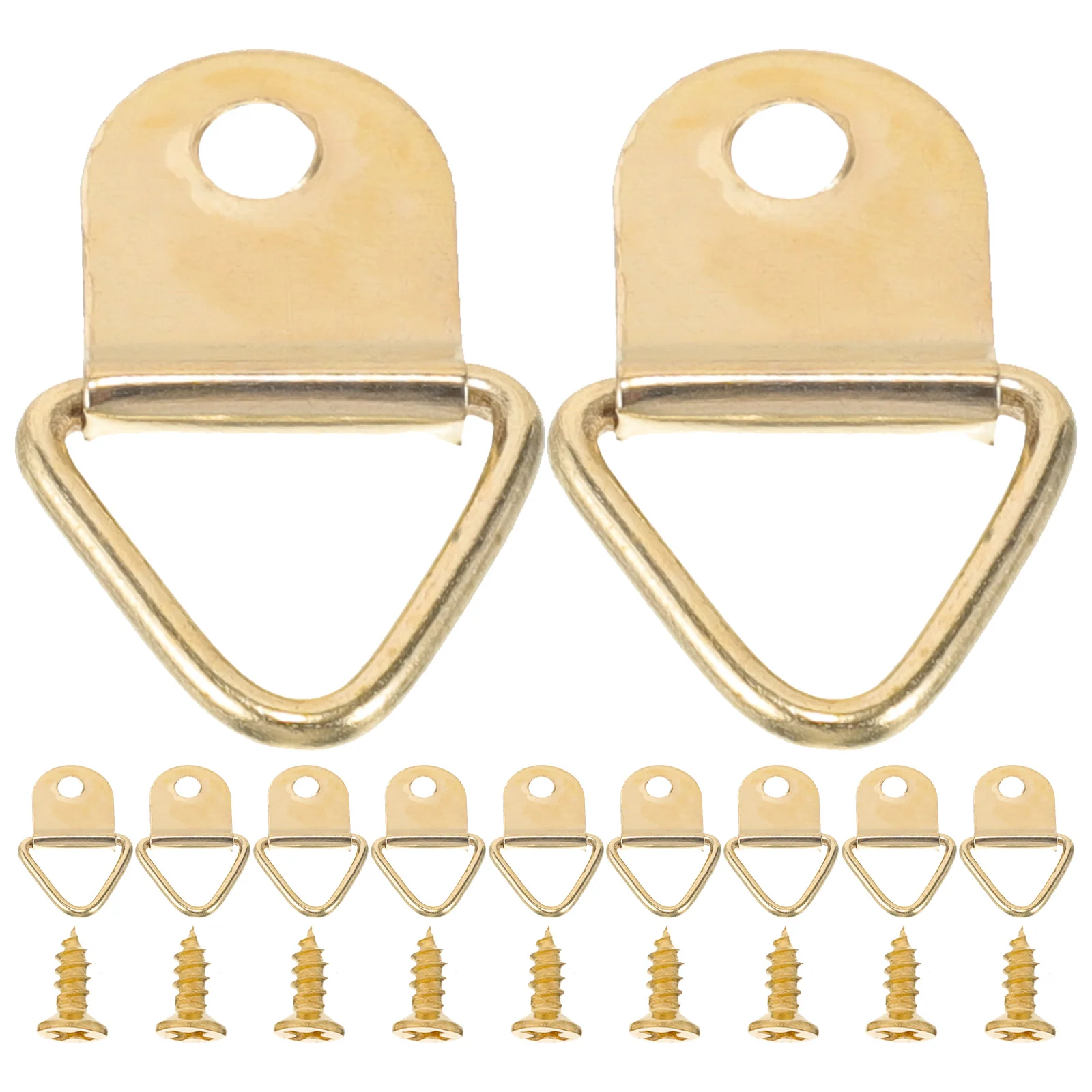 100 Sets Drywall Triangle Ring Hook Clothing Hangers Photo Frame Hooks Ceiling Golden Metal