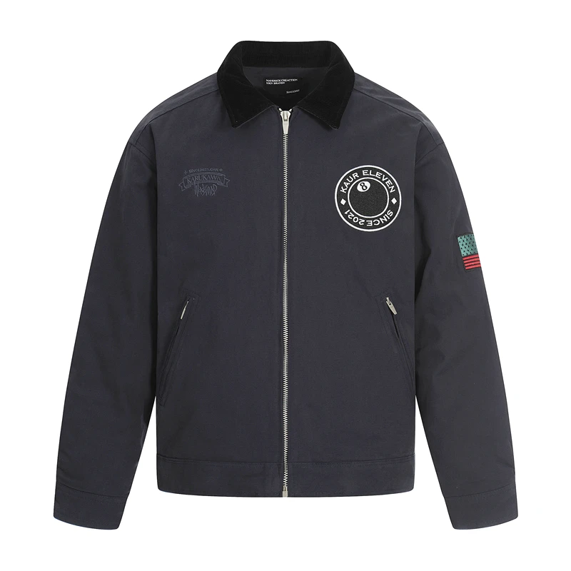 

GXFortune American West Coast Bla 8 Embroidered Heavyweight Jaet Casual Canvas Workwear Cotton Coat for Men And Women