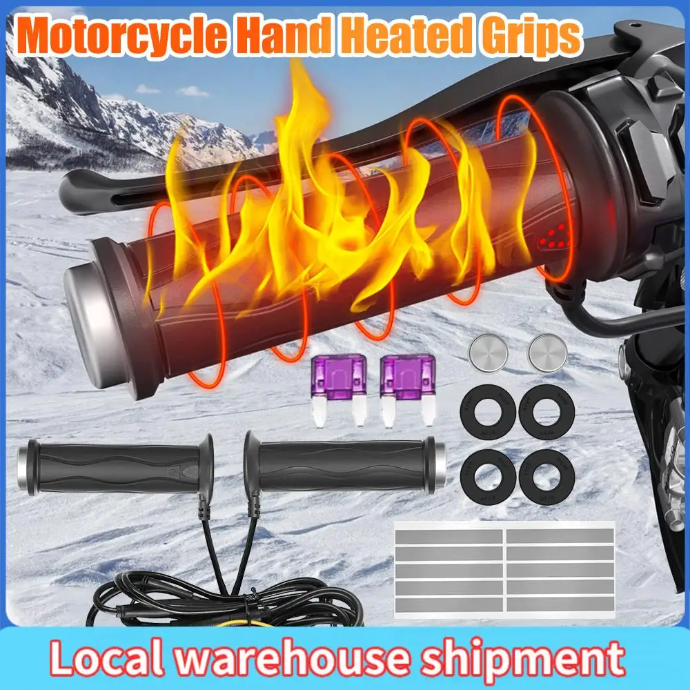 

DC 12 В мотоциклетные ручки с подогревом, 5-ступенчатая планка для скутера, грелка для рук, силиконовая электрическая ручка с подогревом, детали мотоцикла на зиму