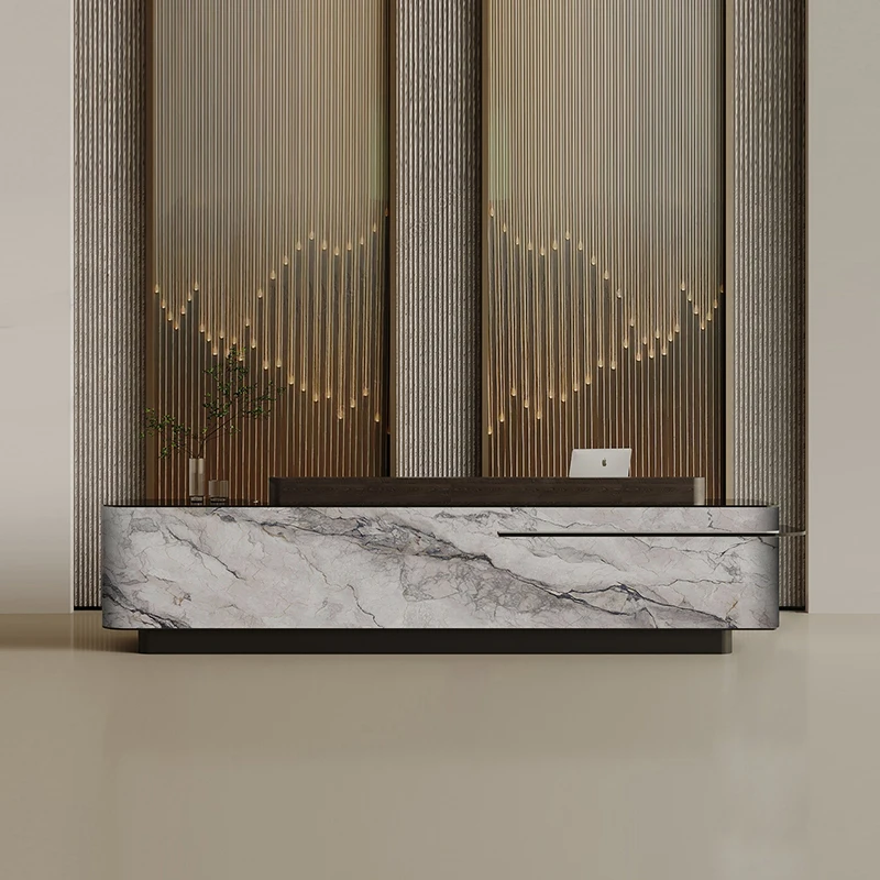 

Boutique Front Desk Reception Counter Restaurant Solid Wood Reception Desks Beauty Salon Long Mostrador Recepcion Furniture