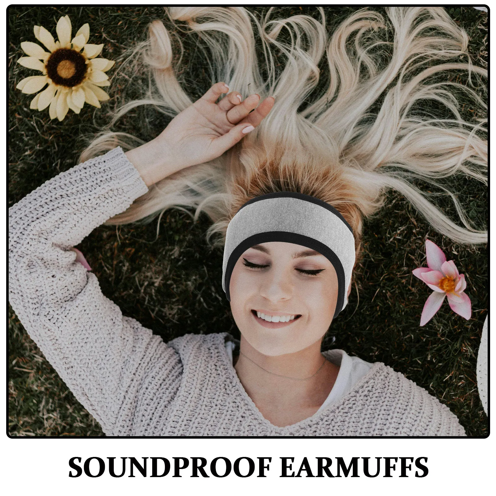2Pcs Sleep Earmuff Headband Noise Cancelling Soundproof Ear Muffs Comfortable Adjustable Fit for Travel Office Sleeping