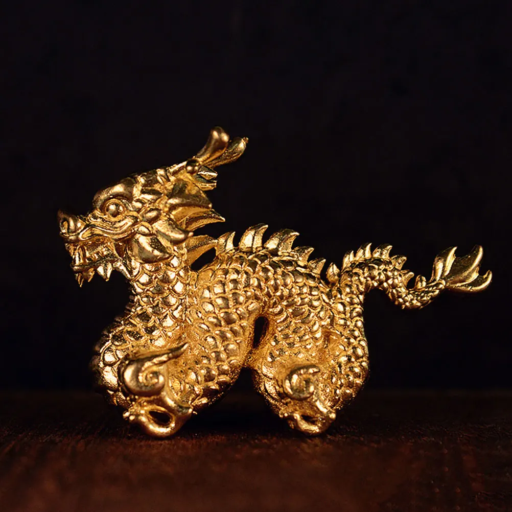 

Brass Fengshui Dragon Ornament Desktop Decoration Golden Dragon Statue Chinese Zodiac Luck Decor Chinese Zodiac Decor