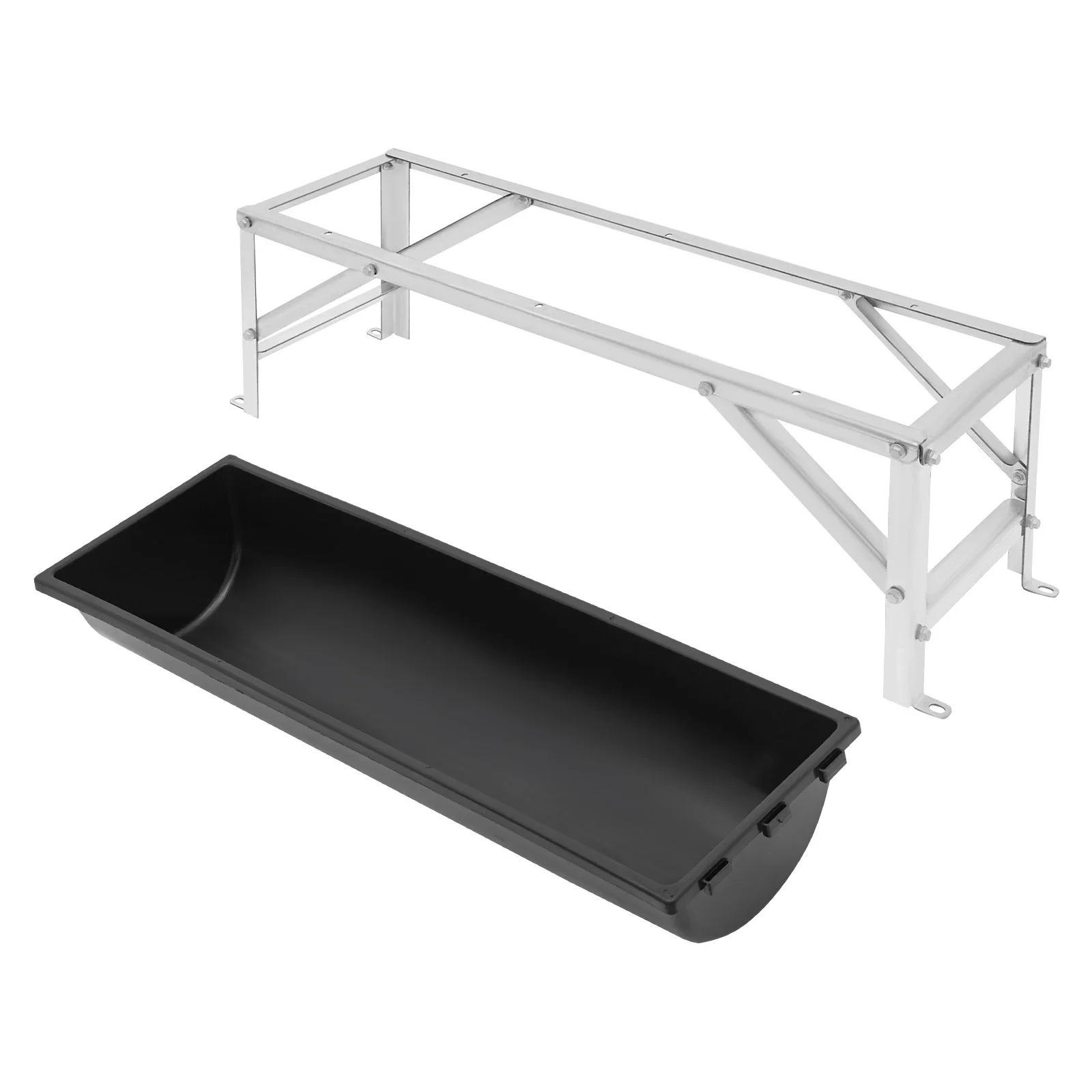 

Livestock Feed Trough, 35L/9.25Gal Long Large Capacity Feeder Goat Water Trough Livestock Feeder with Triangular-Structure Stand