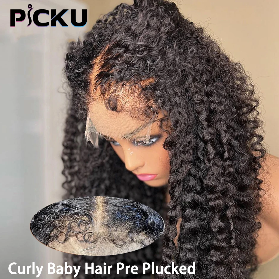 34in 250% Curly Baby Hair Wig 13x6 HD Lace Front Human Hair Wigs Kinky Curly Pre plucked 4x4 HD Closure Wig For Women Water Wave