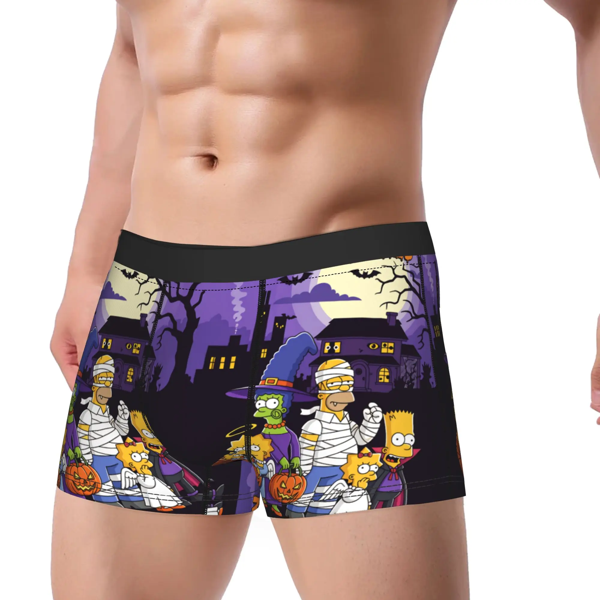 S-Simpsons Mummy Homer Spooky Underwear  Man Panties Custom Elastic Trunk Trenky Boxer Brief Plus Size
