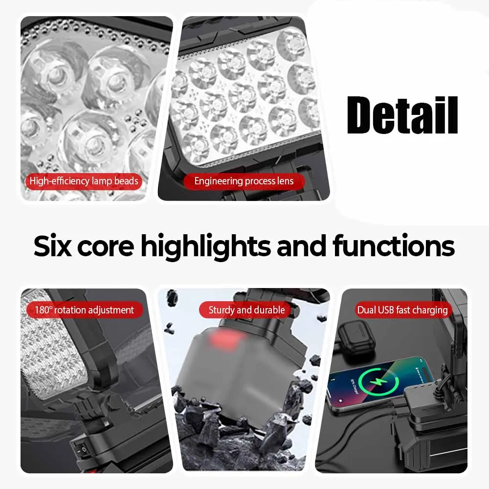 

Power Tool Parts for Makita for Milwaukee for Dewalt 18V Lithium Battery LED Work Lights Lamp Hand Lantern Spotlight USB Charger