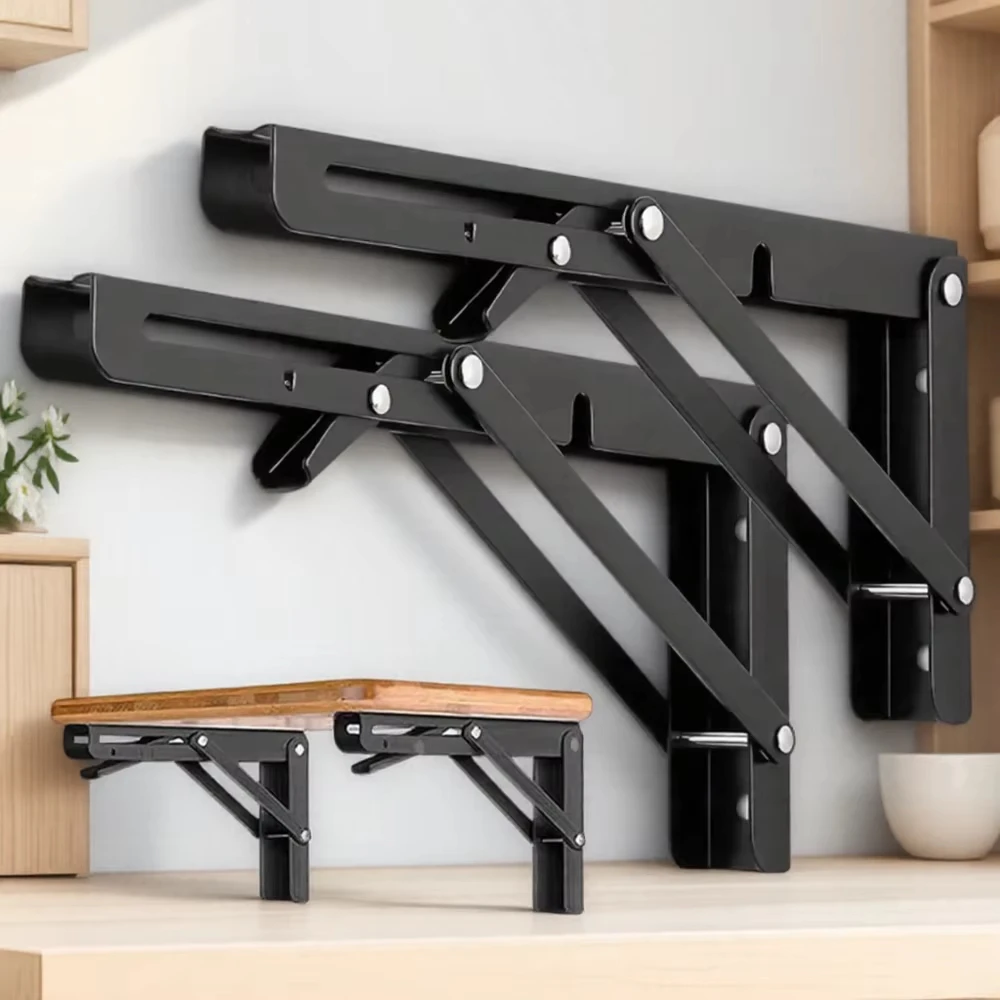 2pcs Folding Shelf Brackets Heavy Duty Stainless Steel Collapsible Shelf Bracket for Table Work Space Saving DIY Bracket
