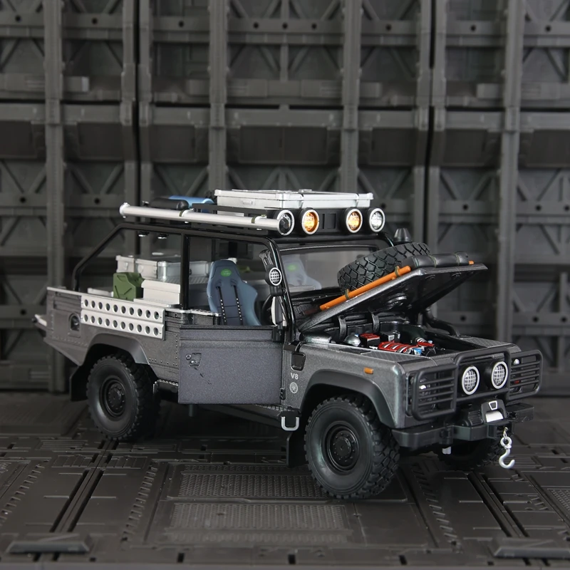 1:24 การจําลอง Land Rover Defender 110 Tomb Raider ด้วยโลหะผสมเดียวกันรถออฟโรดรุ่นเด็กดึงกลับรถของเล่น