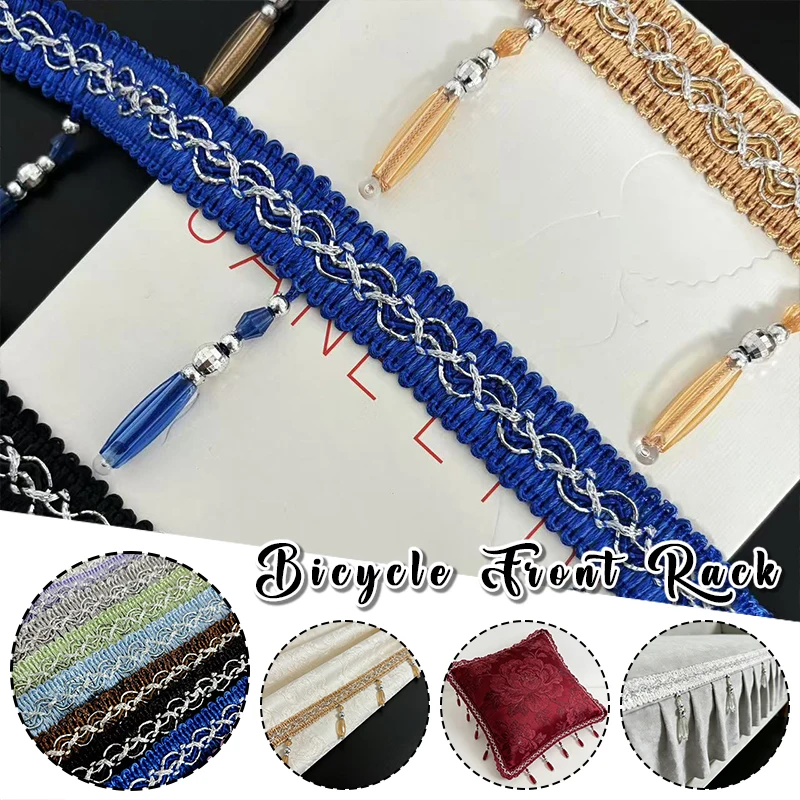

12M Curtain Trims Crystal Beaded Lace Fringe Tassel DIY Curtain Accessories Sewing Edge Ribbon Decoration Upholstery Material