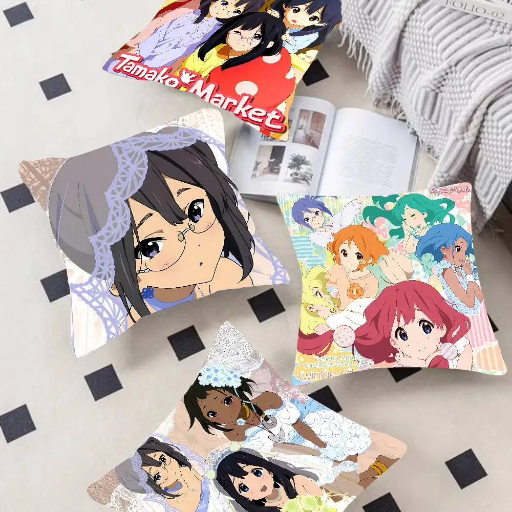 Animation T-Tamako Market Pillow Case For Sofa Decor Car Office Room Printing Cushion Cover Decorations And Protector