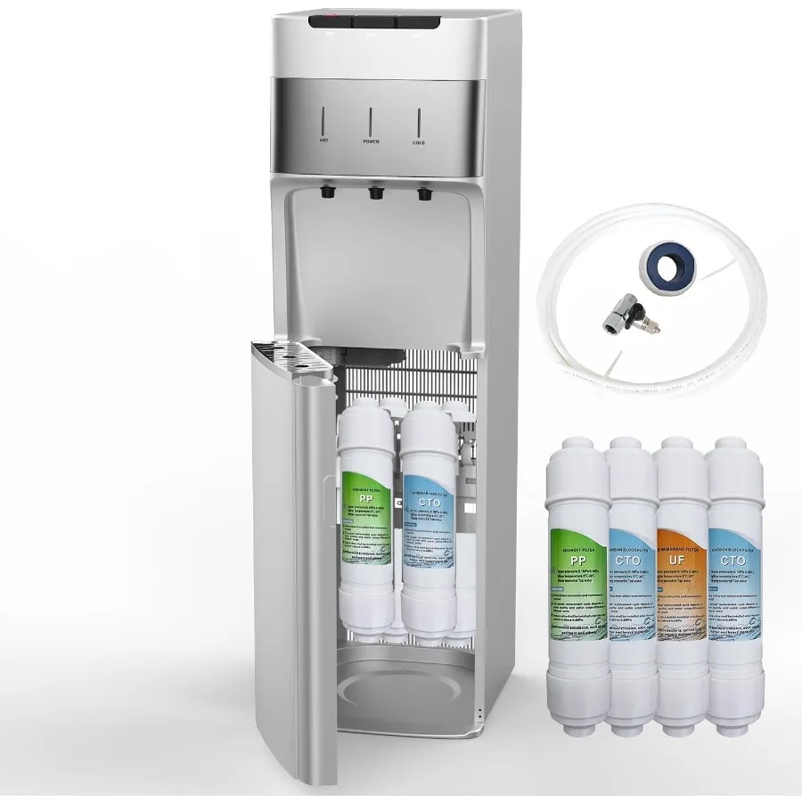 Dispensador enfriador de agua sin botella autolimpiante con filtros Filtración de 4 etapas 3 configuraciones de temperatura Perfecto para la oficina en el hogar