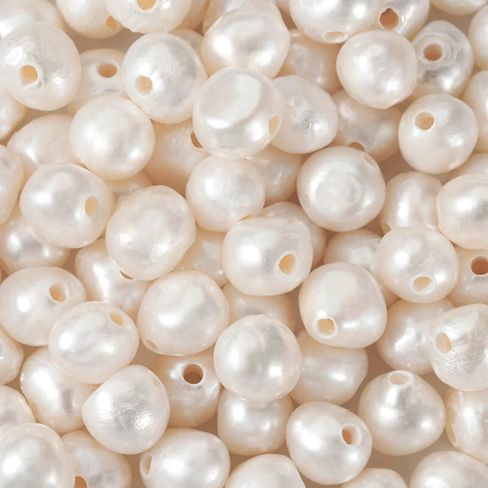 

100pcs 7-8mm Natual Baroque Keshi Pearl Beads Nuggets Cultured Freshwater Pearl Spacer Beads for Earring Necklace Jewelry Making