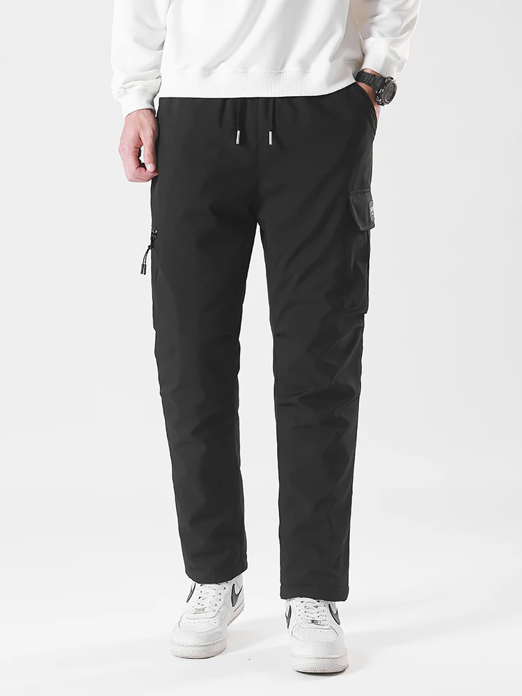 

Мужские зимние рабочие брюки из пуха, свободного кроя, утепленные, больших размеров, теплые повседневные хлопковые штаны, соответствующие национальным стандартам