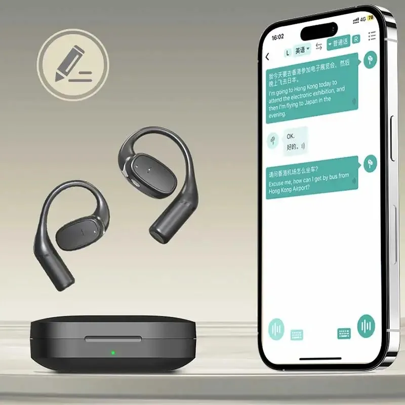 سماعات أذن FIFAR الذكية للترجمة بالذكاء الاصطناعي متوافقة مع البلوتوث في الوقت الحقيقي سماعات أذن ثنائية الاتجاه توصيل العظام
