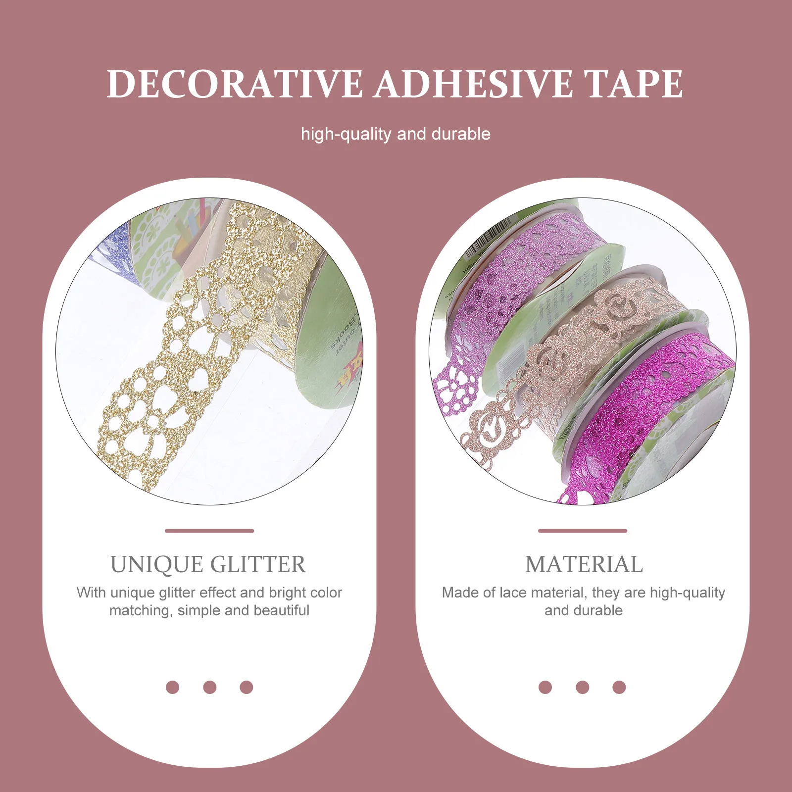 

7 Rolls Glitter Adhesive Lace Tape Decorative Hollow Out Tape Scrapbook DIY Craft Accessories Planner Decoration