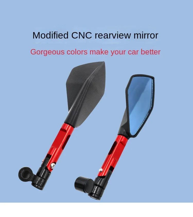 Universal CNC Aluminum Motorcycle Handlebar Rear View Mirrors Blue Anti-glare Mirror for HONDA YAMAHA SUZUKI Scooter KTM Parts