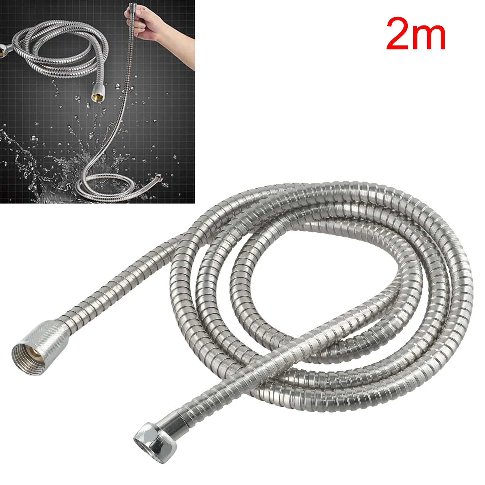 

Stainless Steel Flexible Tube Shower Hose Pipe Line Spares Parts Assembly Double buckle Water Outlet Connection