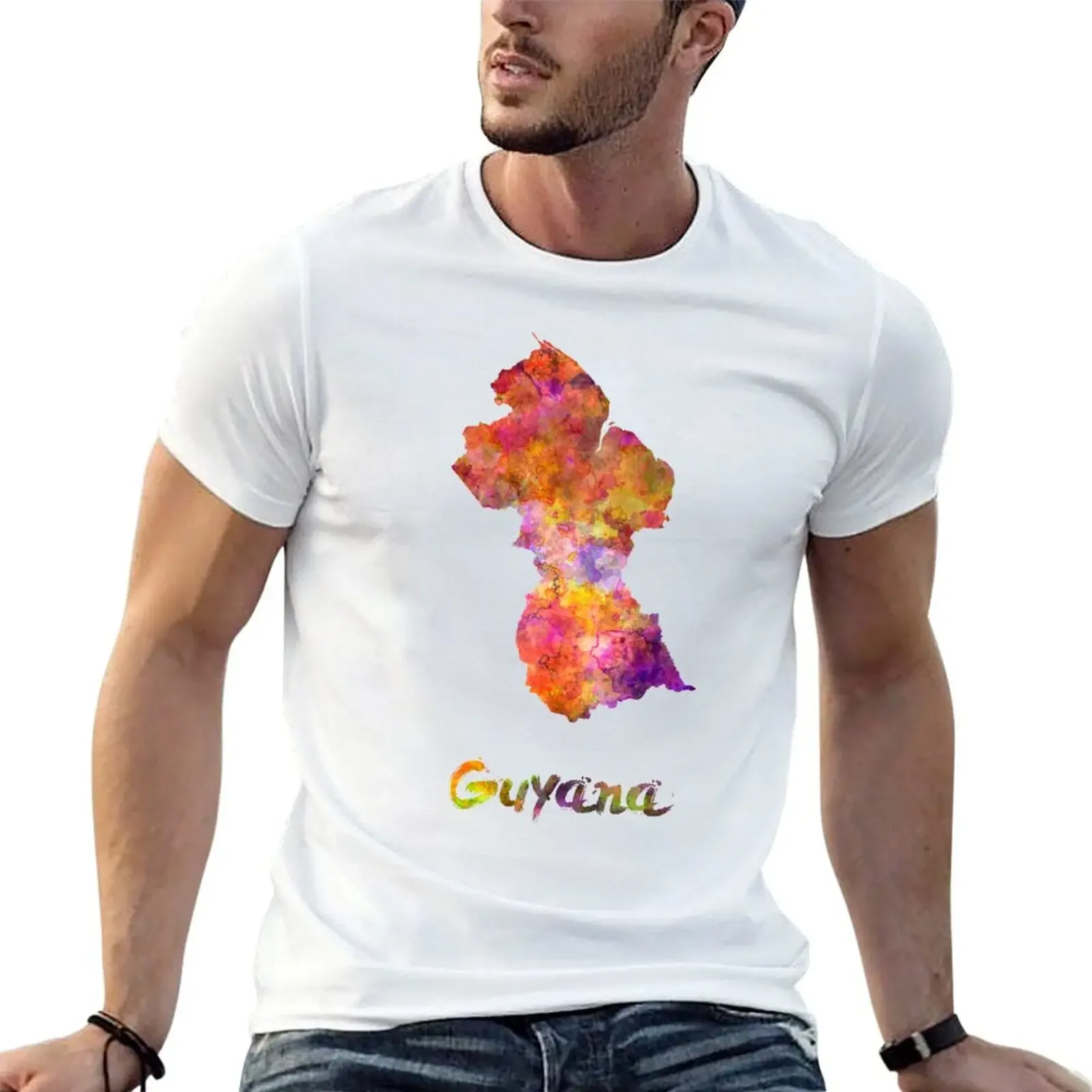 Guyana in watercolor T-Shirt cheap stuff custom shirt customs cute clothes shirts men