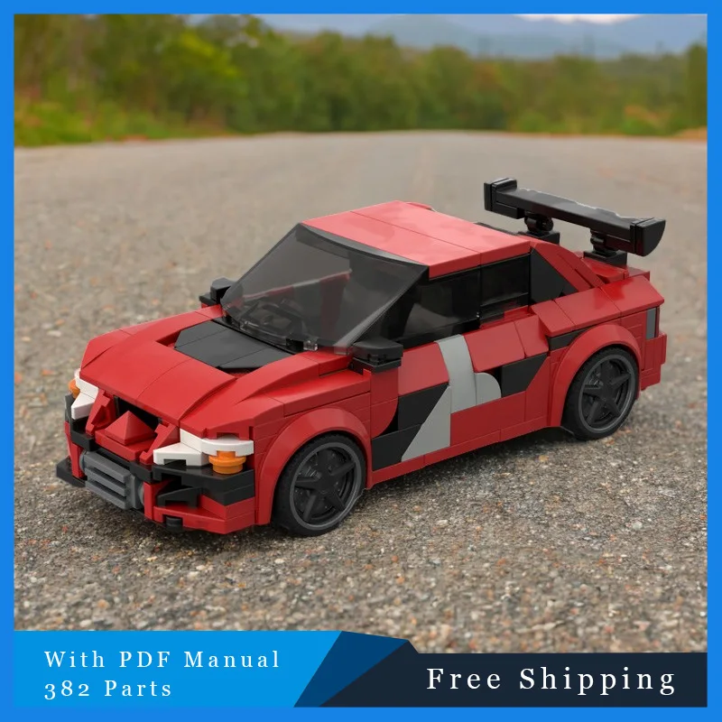 

382 детали города, креативная гоночная серия, красный крутой летающий автомобиль MOC, строительный блок, кирпичная модель, детская сборка своими руками, игрушка, подарок на фестиваль