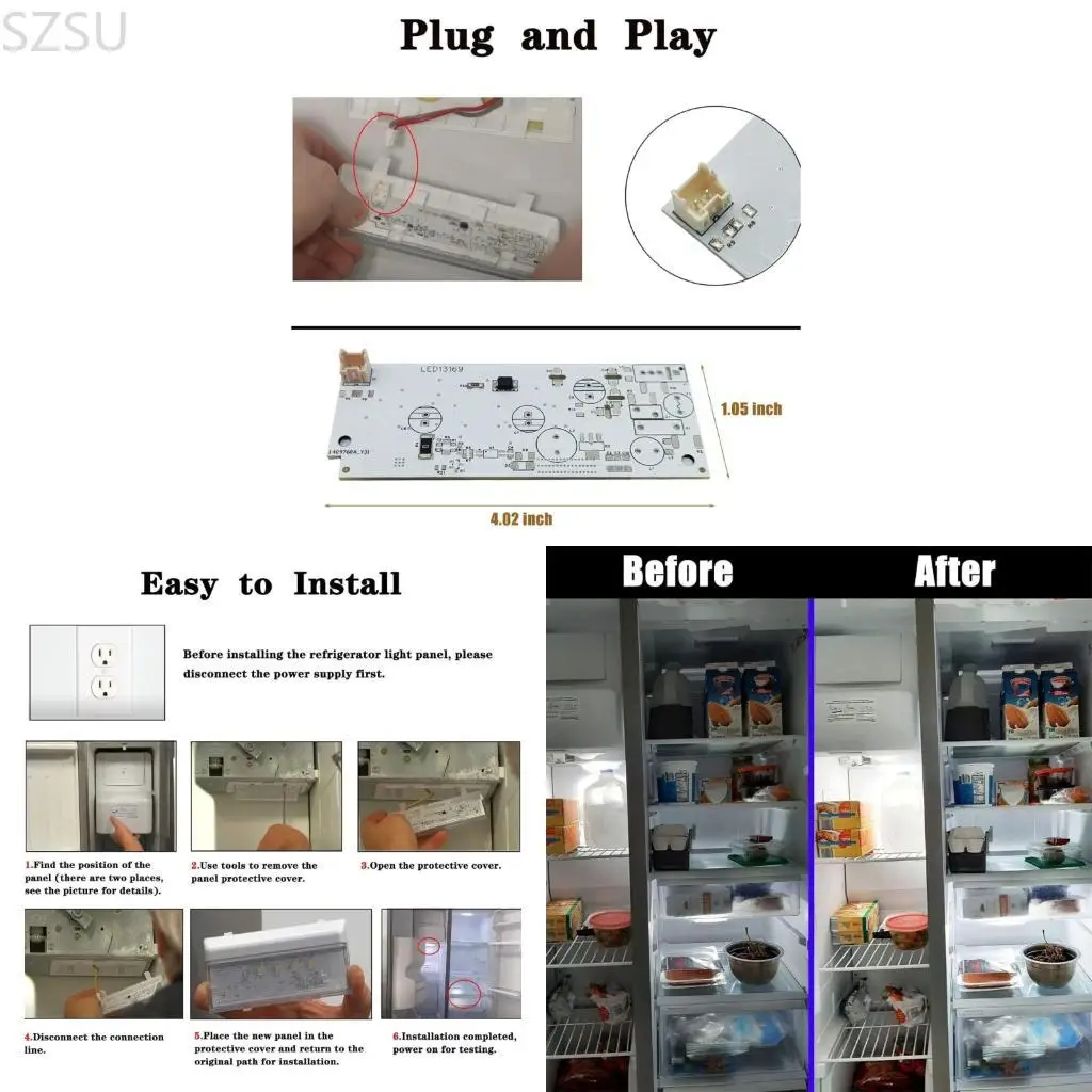 

Плата драйвера основной светодиодной лампы SZSU для холодильника с морозильной камерой заменяет WPW10515057 W10398007