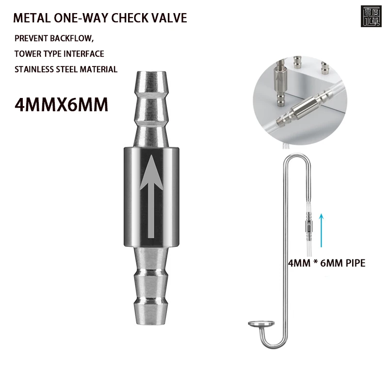 Aquarium CO2 stainless steel check valve is used in the diffuser of CO2 equipment to prevent gas backflow hose inner diameter4mm