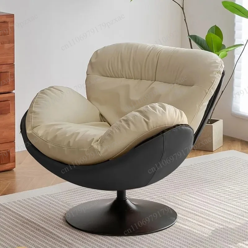 Modern Luxury 360‑Degree Rotating Leather Single Sofa Chair, Lazy Recliner Seat for Living Room & Bedroom