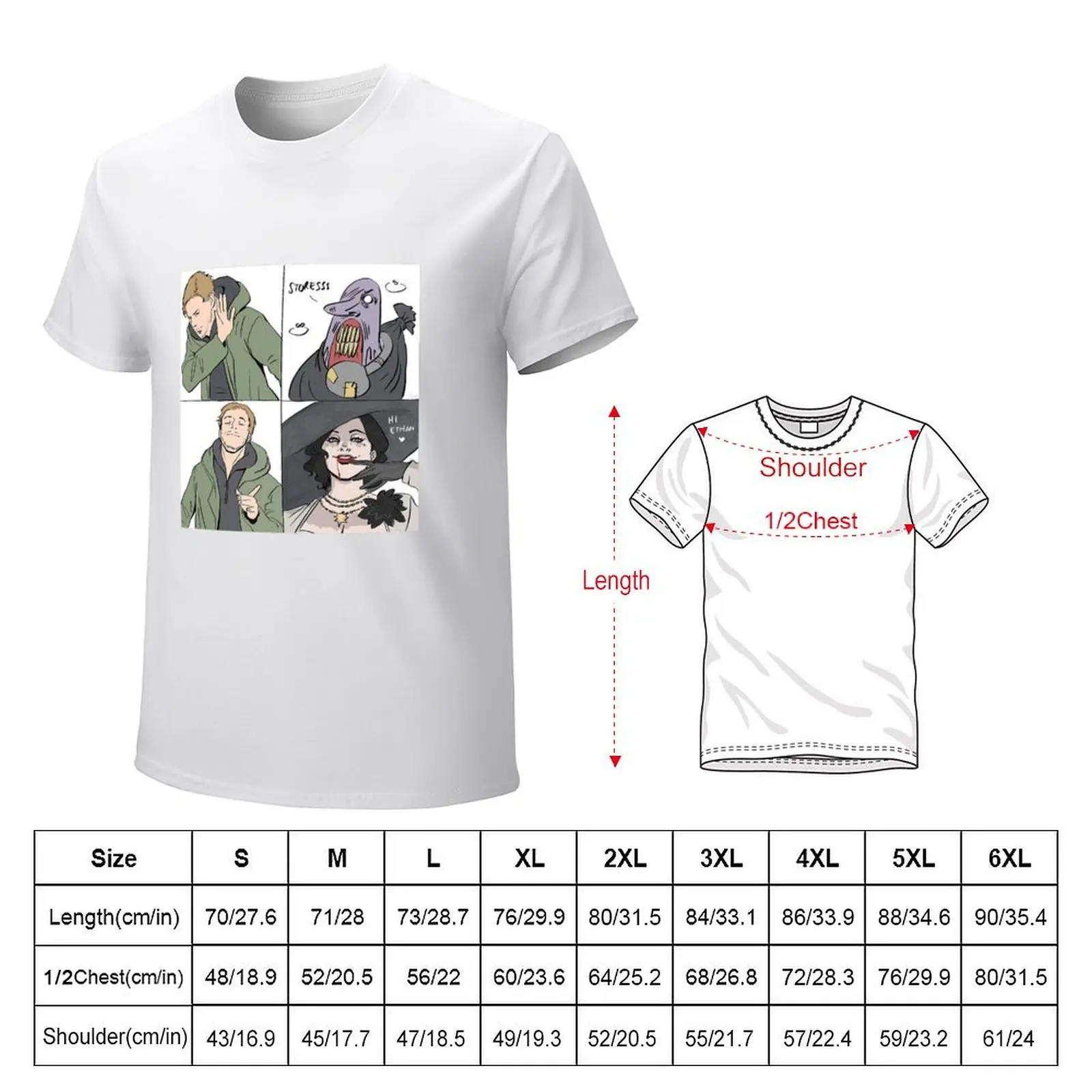 RE8 - Ethan love Lady Dimitrescu T-shirt customs design your own anime mens graphic t-shirts funny