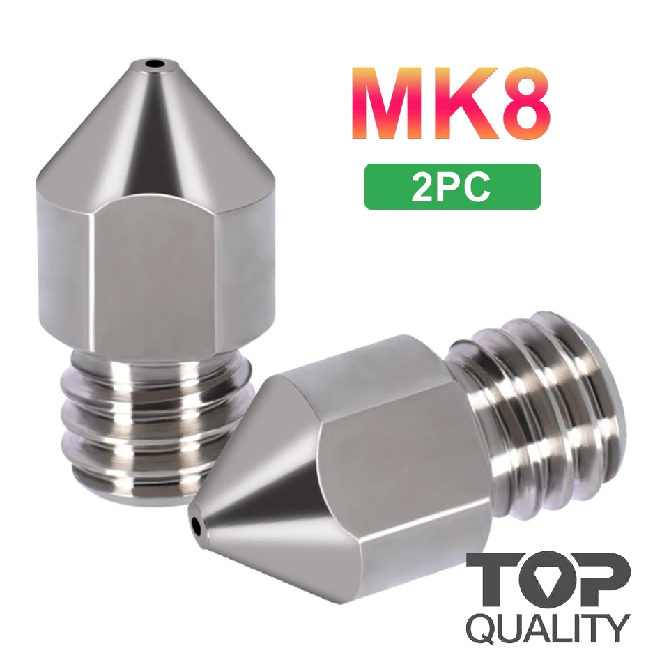 2PC Top Quality Titanium Alloy MK8 Nozzle Sharp End 3D Printer Nozzles For Ender 3 CR10 Series