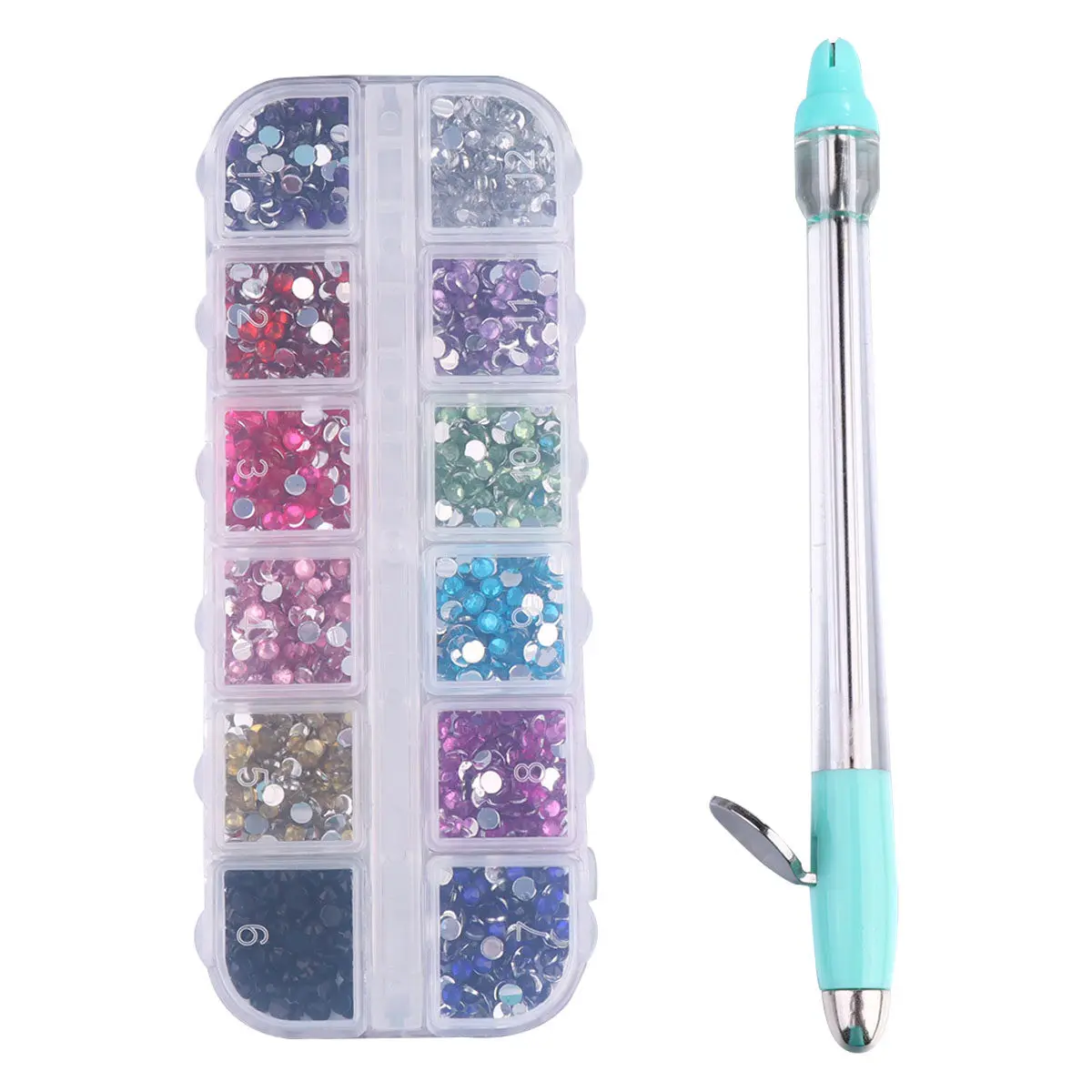 

Nail Rhinestones Kit with Precision Applicator Pen for DIY Manicure Nail Art Decoration Sparkly Elegant Glamorous Design