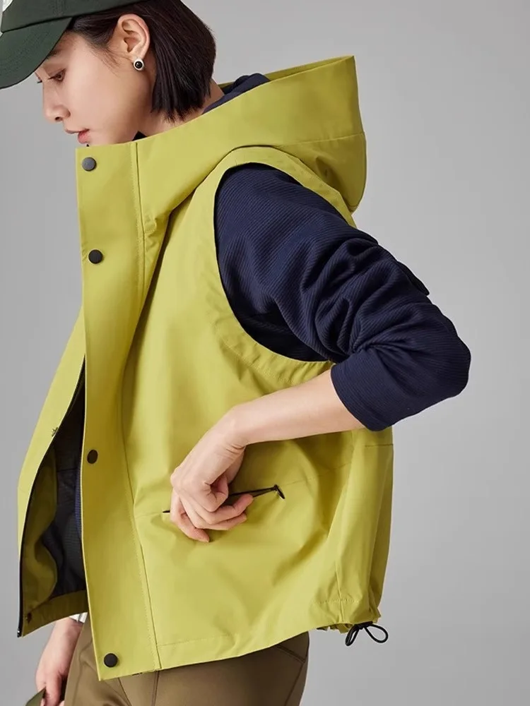 

Ele Zipper Casual Hoodie Women's Svel Pure Color Vest Anti-Aging Design Faionable Commute Sle Korean Version