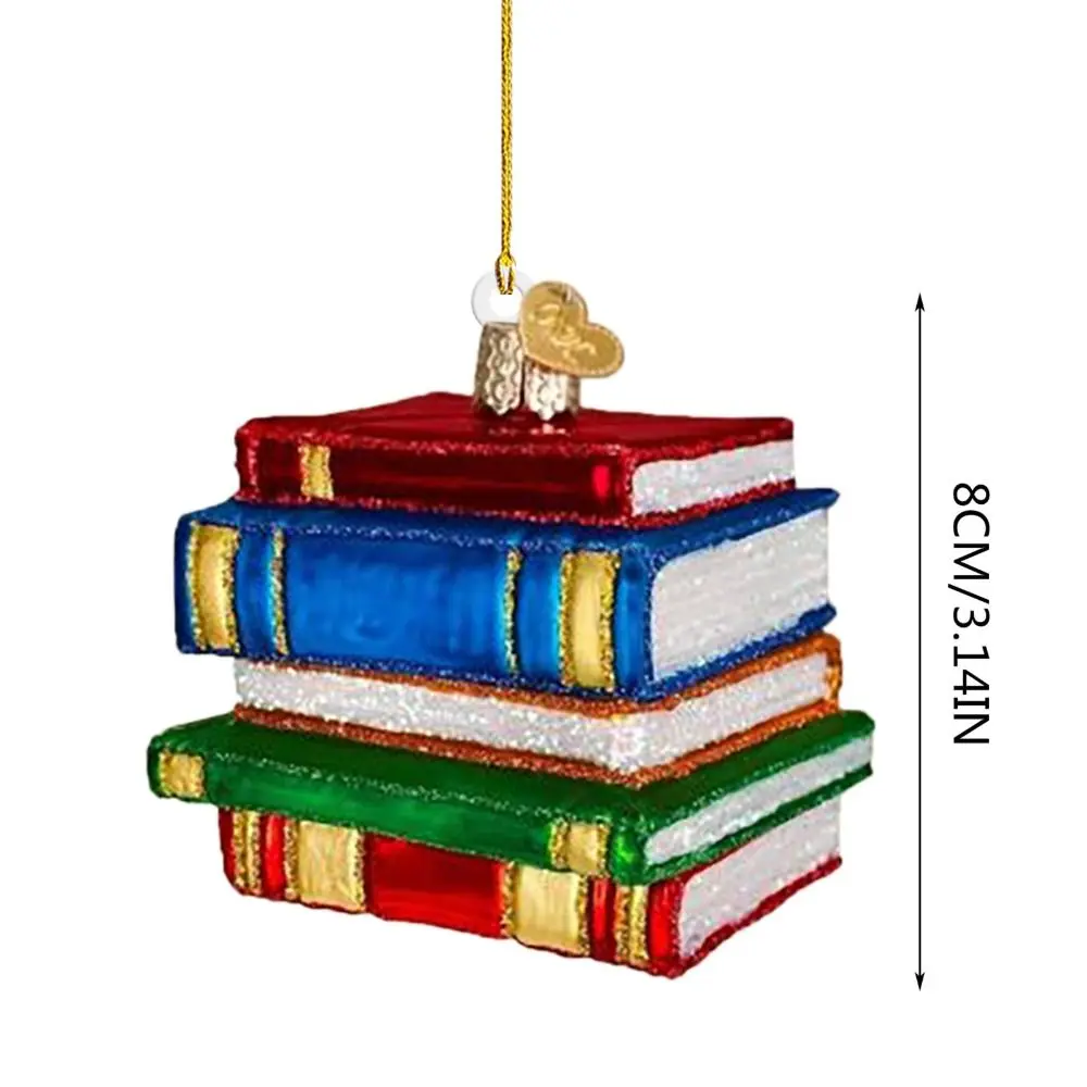 Ciondolo appeso albero di natale acrilico dipinto creativo libro di natale fai da te ornamenti a goccia lettore fatto a mano ornamento libro macchia