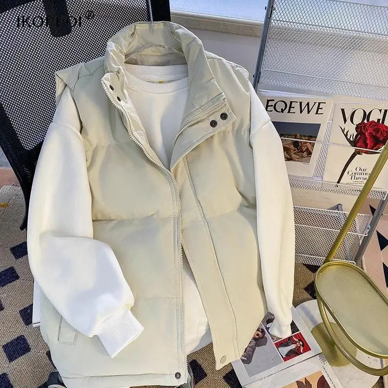 

Men's down Vest Thiened Warm Casual Workwear Jaet Stand Collar Autumn Winter Korean Sle Stand Fit Single Button