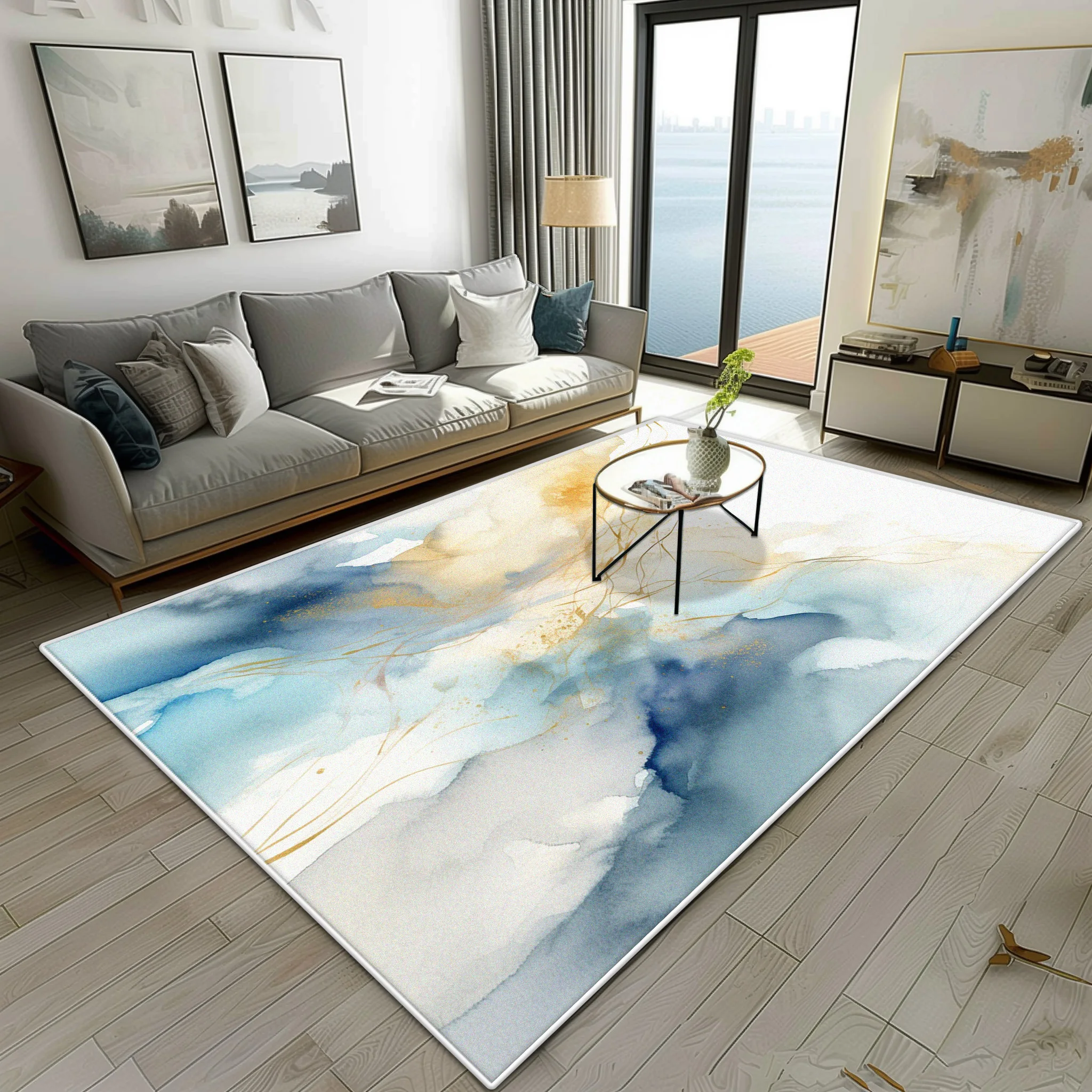 Modern Marble Style Living Room Carpet Luxury Decoration Bedroom Bedside Fluffy Soft Rug Easy Clean Sofa Tables Non-slip Mat
