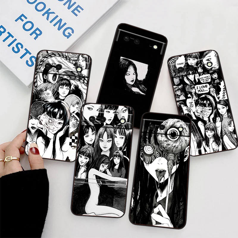 Tomie Kawakami Junji Ito Art For Google Pixel 9 8 7A 7 6A 6 5A 5 4 4A XL 5G Black Silicon Shockproof Shell TPU Phone Case