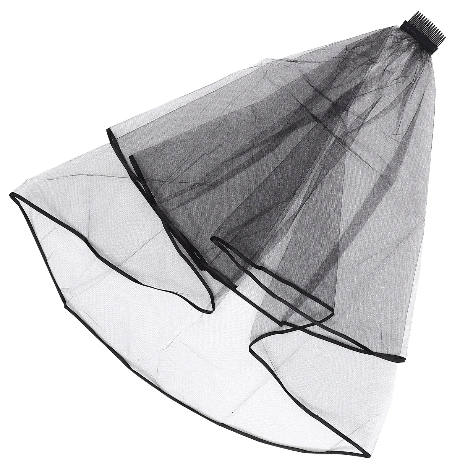 Double Layer Satin Bridal Short Veil Lightweight Wedding Veil with Comb Photo Prop for Bride Party Wedding Veils for Brides