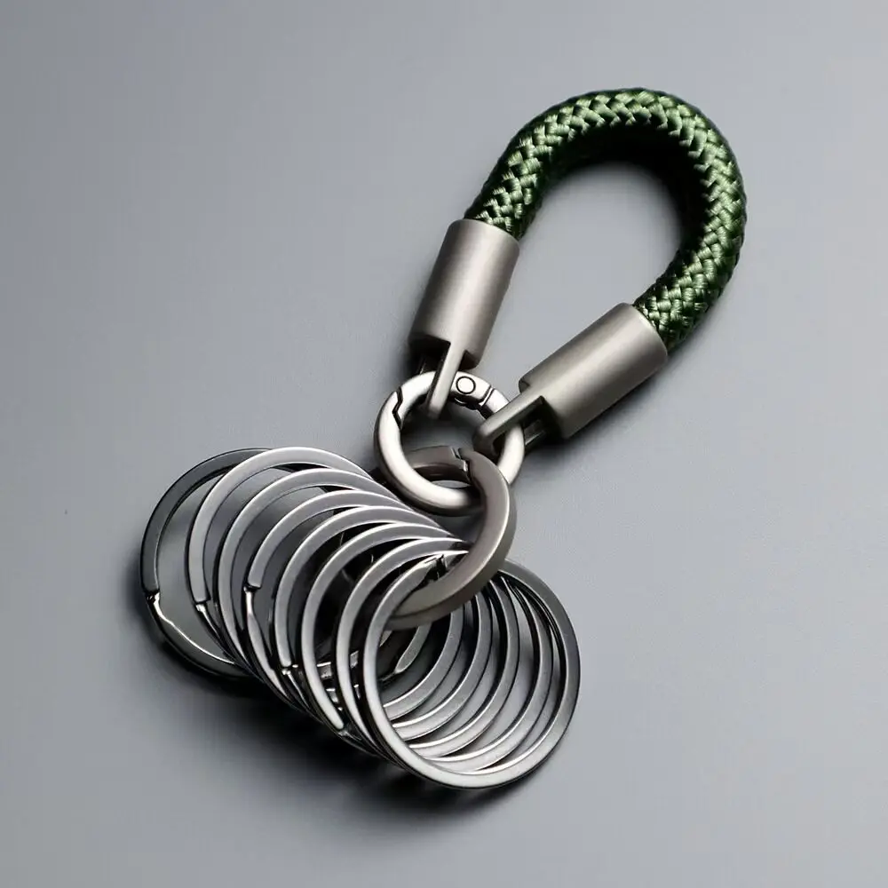 Minimalistischer Schlüsselanhänger aus Titanlegierung mit Naturfinish, Mehrfachring-Organizer, Multifunktionales Insta-Style Schlüsselband – Detail 8