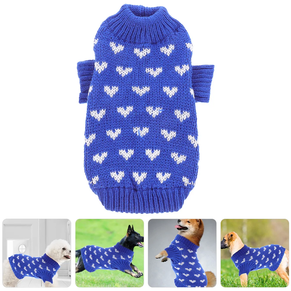 

Dog Sweater Winter Warm Puppy Clothing Valentine Style Round Collar Pet Apparel Thermal Vest For Dogs Outdoor Wearable