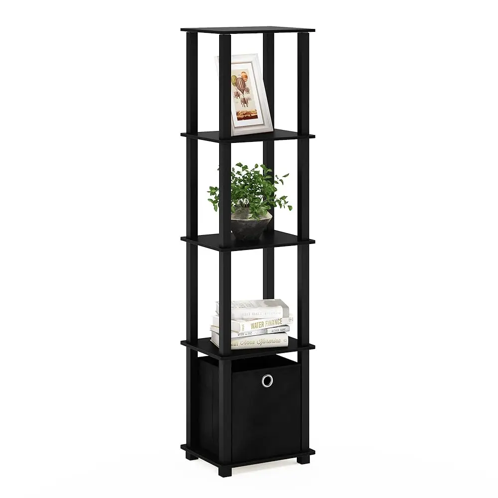 

Decorative Shelf With Bin, Black