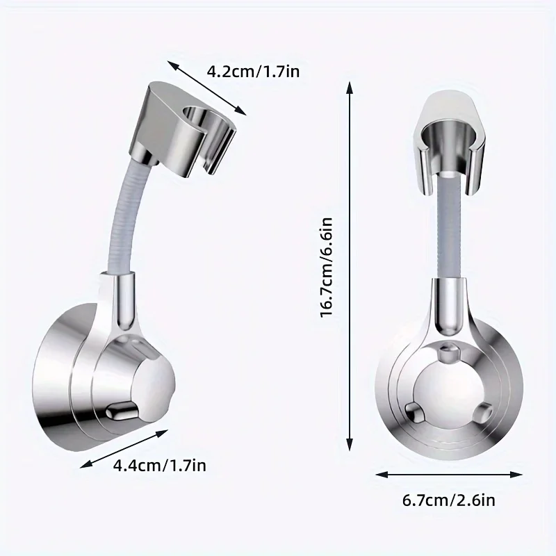 Musurjoy 1pc Bathroom Shower Head Bracket, Punch-free Rain Spray Head Fixer, Universal Adjustable Wall Hanging Shower Base image 3