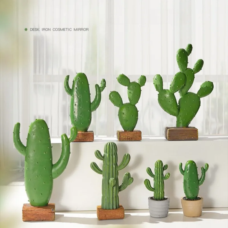 ​​​​​​​Nordic Style Creative Resin Cactus Potted Plant Mini Succulent Decor Tabletop Decoration Simulation Green Plant Ornament