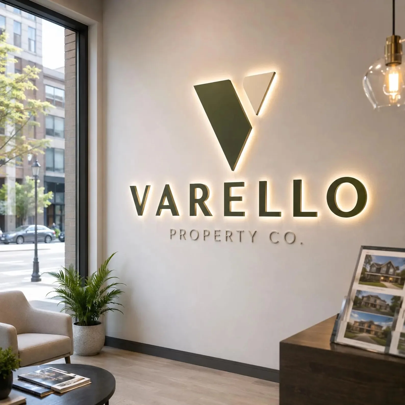 Outdoor Real Estate Logo Sign, Custom 3D Metal LED Backlit Office Wall Branding for Agents, Brokerages, Property Firm Lobbies