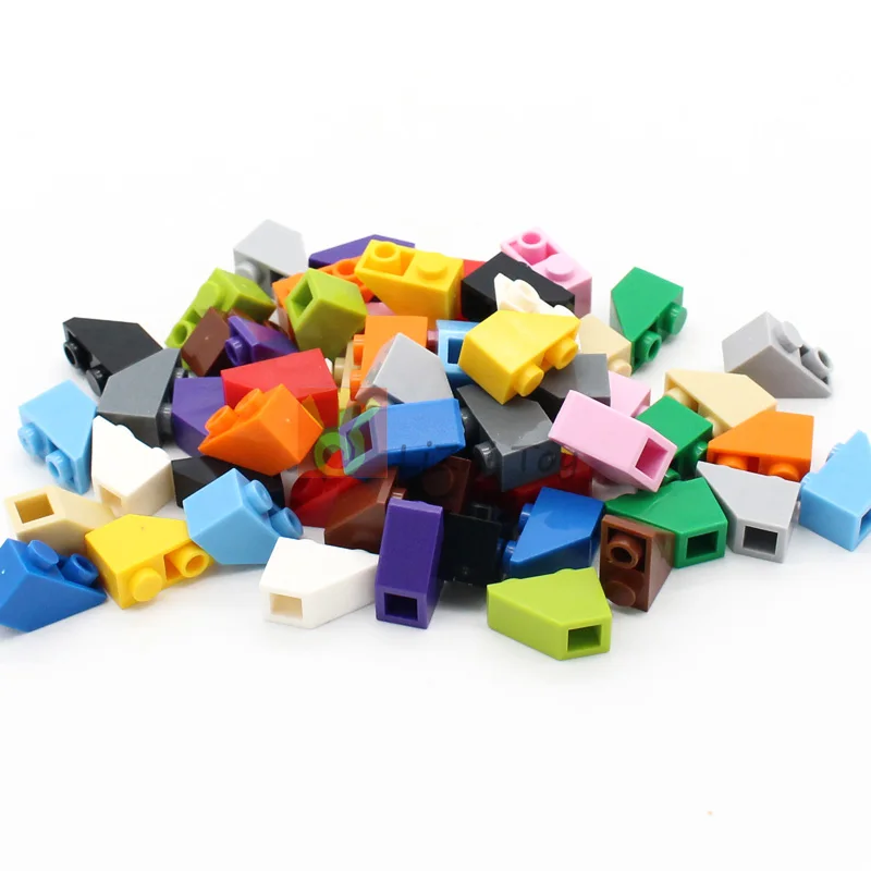 100 Stuks Moc Helling Omgekeerd 45 2X1 3665 Diy Verlicht Blok Bakstenen Compatibel Met Assembleert Deeltjes Speelgoed Voor Kinderen