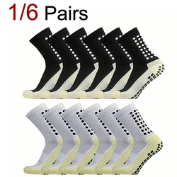 1/6 Pairs Outdoor Silicone Anti Slip Sports Football Socks Fashionable Sweat Absorbing Breathable Odor Proof Mid Tube Socks